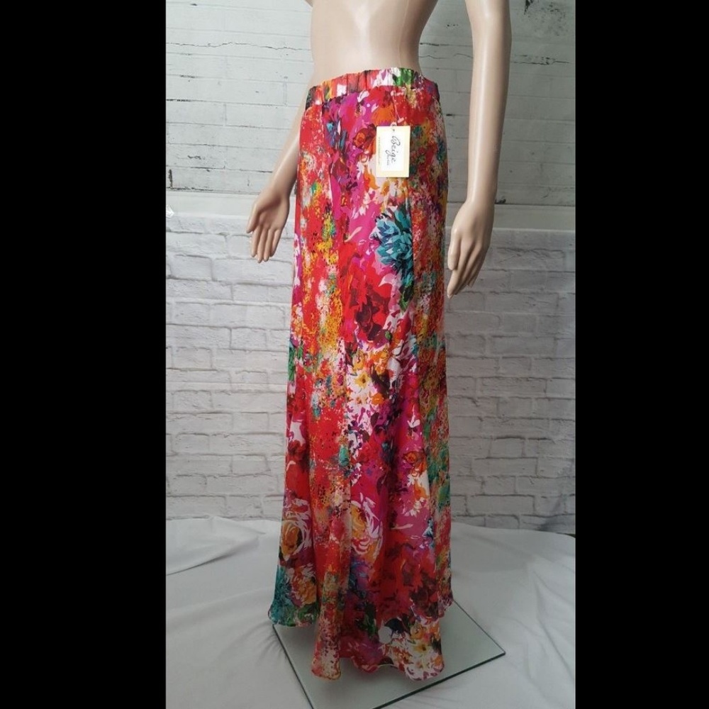 Beige By ECI Maxi Colorful Skirt Size Medium NEW